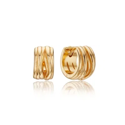 Lily & Roo Gold Chunky Ribbed Huggie Hoop Earrings