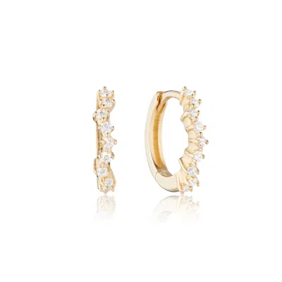 Lily & Roo Gold Curved Diamond Style Huggie Hoop Earrings In Gray