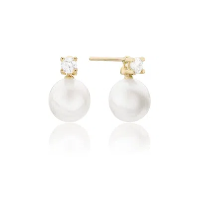 Lily & Roo Gold Diamond Style And Pearl Stud Earrings