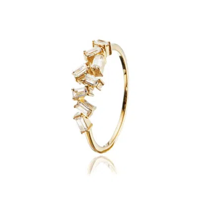 Lily & Roo Gold Diamond Style Baguette Ring