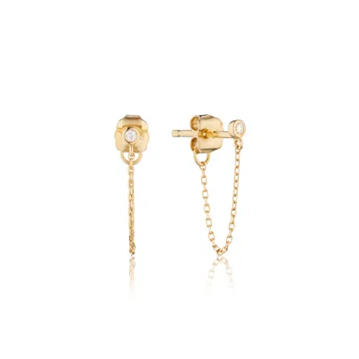 Lily & Roo Gold Diamond Style Chain Stud Earrings