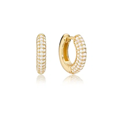 Lily & Roo Gold Diamond Style Chunky Cluster Hoop Earrings