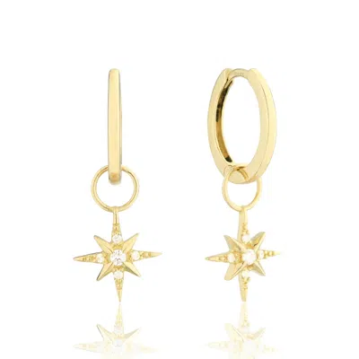 Lily & Roo Gold Diamond Style North Star Hoop Earrings