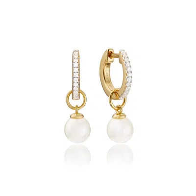 Lily & Roo Gold Diamond Style Small Pearl Drop Earrings