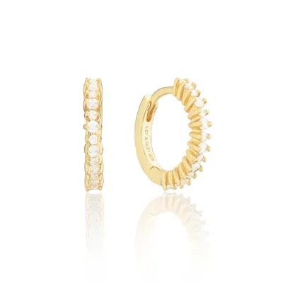 Lily & Roo Gold Diamond Style Thin Huggie Hoop Earrings