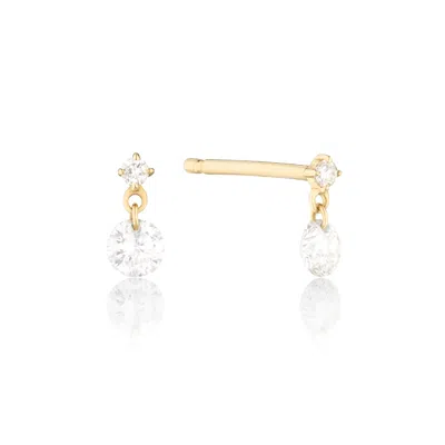 Lily & Roo Gold Floating Diamond Style Drop Stud Earrings