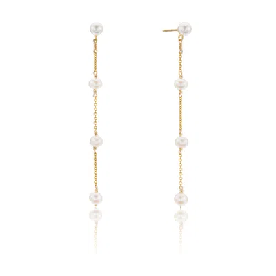 Lily & Roo Gold Four Pearl Drop Earrings