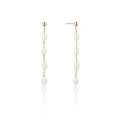Lily & Roo Gold Four Seed Pearl Drop Earrings