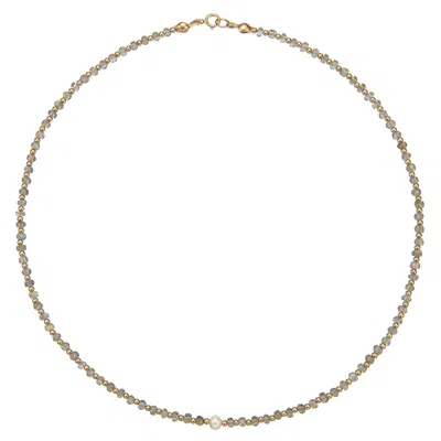 Lily & Roo Gold Labradorite Gemstone Choker In Burgundy