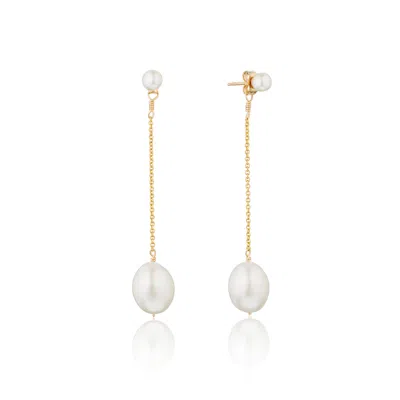 Lily & Roo Gold Large And Small Pearl Drop Stud Earrings