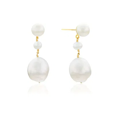 Lily & Roo Gold Large Baroque Pearl Drop Stud Earrings