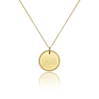 Lily & Roo Gold Large Personalised Calendar Rope Disc Necklace
