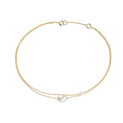 Lily & Roo Gold Layered Large And Small Pearl Anklet