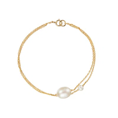 Lily & Roo Gold Layered Large And Small Pearl Bracelet