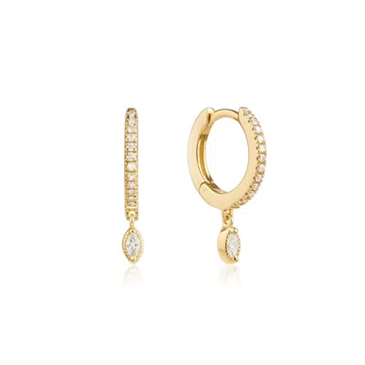 Lily & Roo Gold Marquise Diamond Drop Hoop Earrings