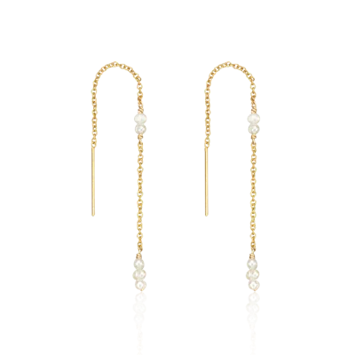 Lily & Roo Gold Mini Pearl Ear Threaders In Multi
