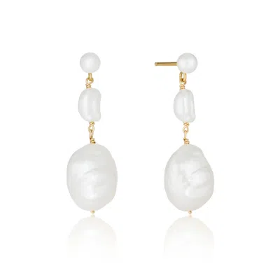 Lily & Roo Gold Multi Baroque Pearl Drop Earrings In Yellow