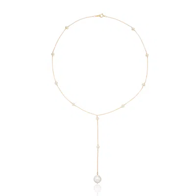 Lily & Roo Gold Multi Pearl Lariat Necklace In Gray