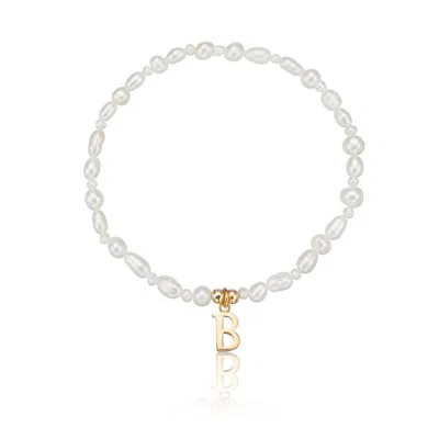 Lily & Roo Gold Pearl Initial Letter Bracelet In Multi