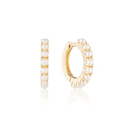 Lily & Roo Gold Pearl Row Huggie Hoop Earrings