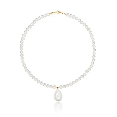 Lily & Roo Gold Pearl With Baroque Drop Necklace In White