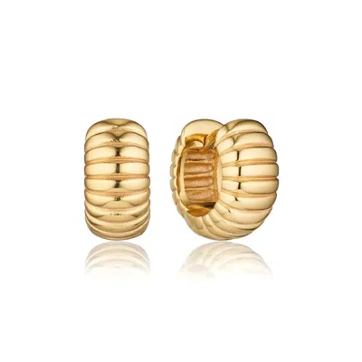 Lily & Roo Gold Ribbed Texture Huggie Hoop Earrings