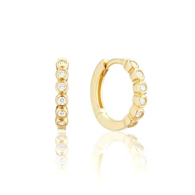 Lily & Roo Gold Round Diamond Style Huggie Hoop Earrings
