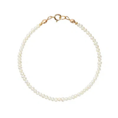 Lily & Roo Gold Small Pearl Bracelet In White