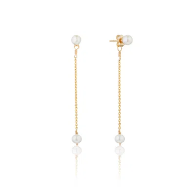 Lily & Roo Gold Small Pearl Drop Stud Earrings