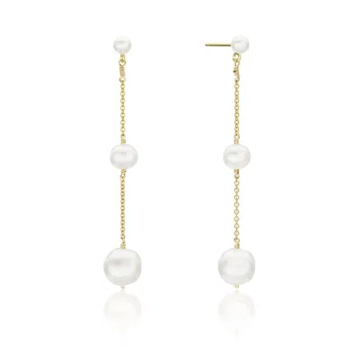 Lily & Roo Gold Three Graduated Pearl Drop Earrings