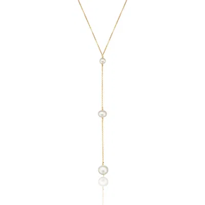 Lily & Roo Gold Three Graduated Pearl Drop Lariat Necklace