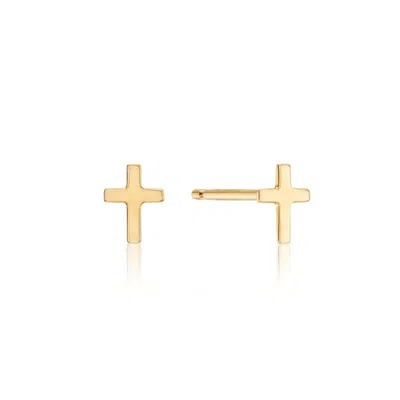 Lily & Roo Gold Tiny Cross Stud Earrings In Gray