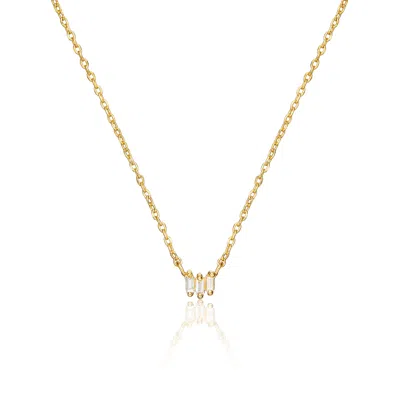 Lily & Roo Gold Triple Baguette Diamond Necklace