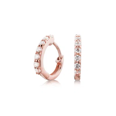 Lily & Roo Rose Gold Diamond Style Huggie Hoop Earrings