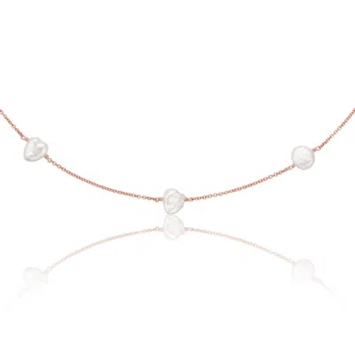Lily & Roo Rose Gold Five Baroque Pearl Choker
