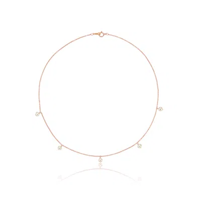 Lily & Roo Rose Gold Five Pearl Drop Choker In Silver