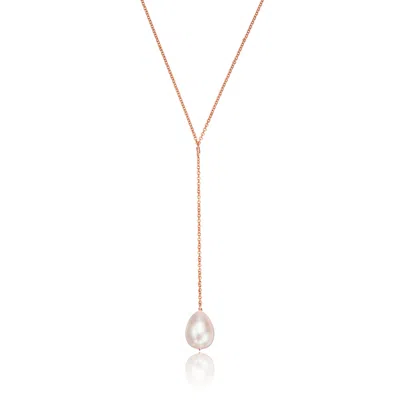 Lily & Roo Rose Gold Large Pearl Lariat Necklace