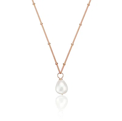 Lily & Roo Rose Gold Large Pearl Satellite Necklace In Burgundy