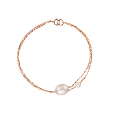 Lily & Roo Rose Gold Layered Large And Small Pearl Bracelet