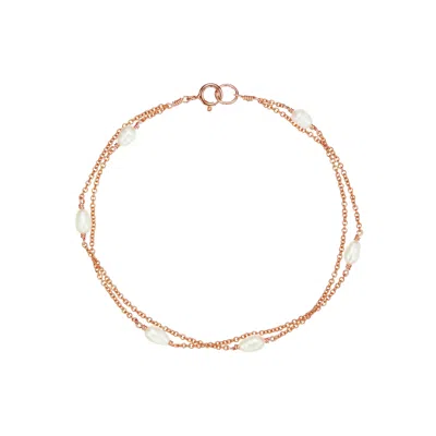 Lily & Roo Rose Gold Layered Seed Pearl Bracelet In Burgundy