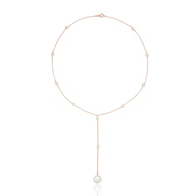 Lily & Roo Rose Gold Multi Pearl Lariat Necklace In Silver