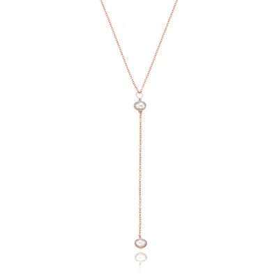 Lily & Roo Rose Gold Pearl Lariat Necklace