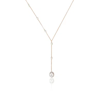 Lily & Roo Rose Gold Seed Pearl Lariat Necklace In Burgundy