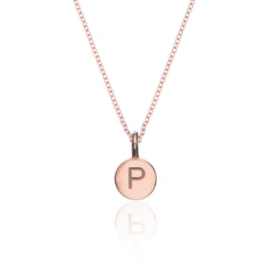 Lily & Roo Rose Gold Small Personalised Disc Necklace In Pink