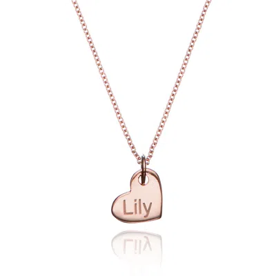 Lily & Roo Rose Gold Small Personalised Heart Necklace In Pink