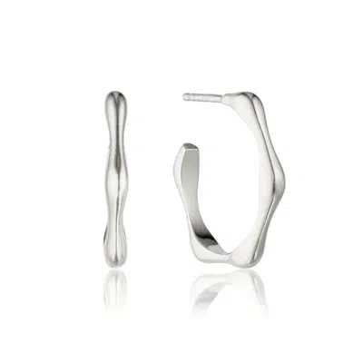 Lily & Roo Silver Bamboo Hoop Earrings In Gray