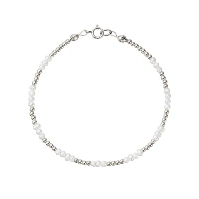Lily & Roo Silver Beaded Mini Pearl Bracelet In Multi