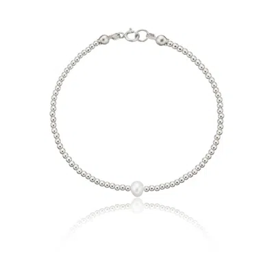 Lily & Roo Silver Beaded Single Pearl Bracelet