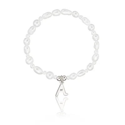 Lily & Roo Silver Children's Pearl Initial Letter Bracelet