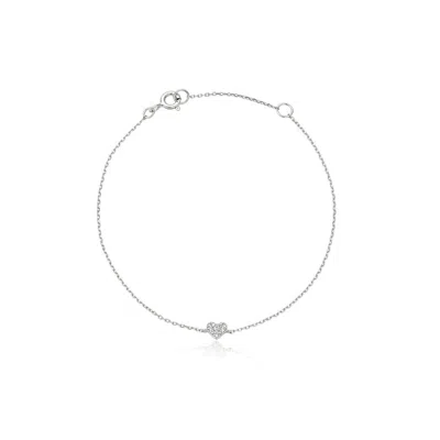 Lily & Roo Silver Diamond Style Cluster Heart Bracelet